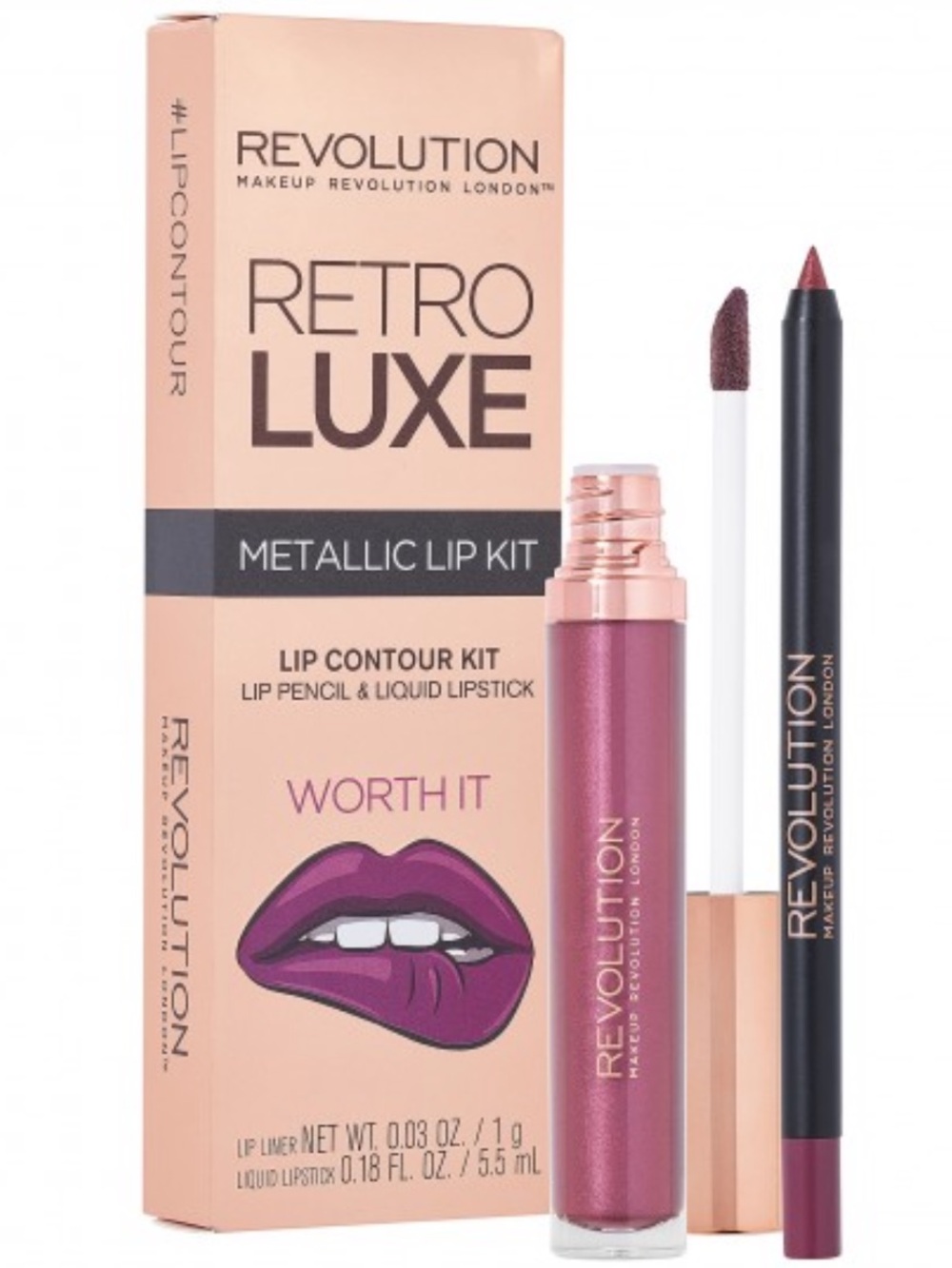 Makeup Revolution Retro Luxe Metallic Lip Kit – Worth It – NEW
